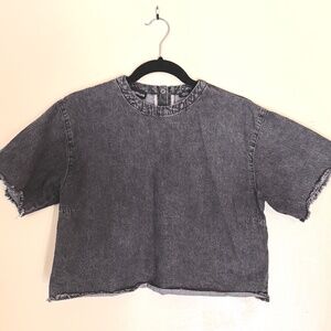 WILDFANG The Essential Denim Boxy Top (XS) Washed Black